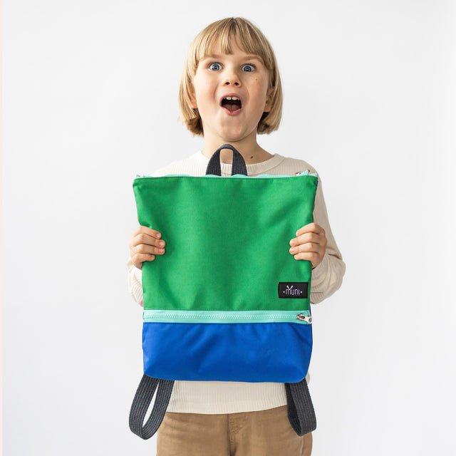 Sac a dos enfants H:35cm X L:30 cm - vert & bleu - artizant.com