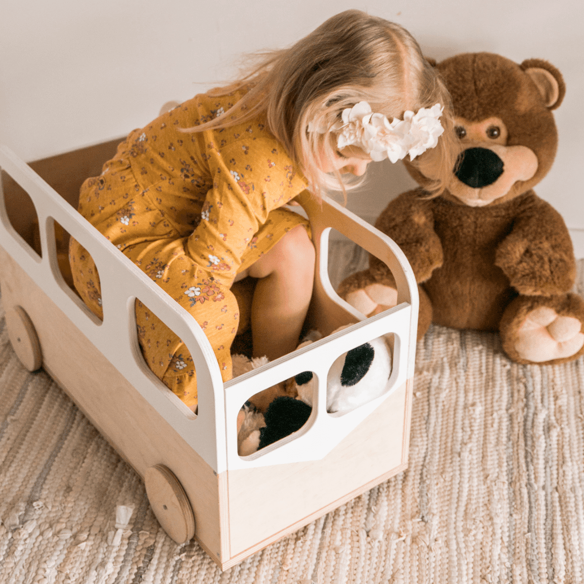 Coffre de rangement pour jouets sur roulettes - en forme de Bus - artizant.com