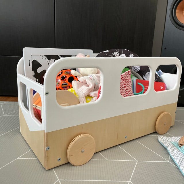 Coffre de rangement pour jouets sur roulettes - en forme de Bus - artizant.com