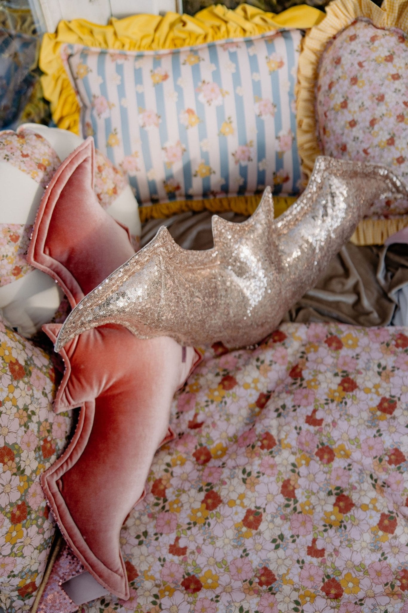 Ensemble couverture et coussin en mousseline pour bébé - rose & floral - artizant.com