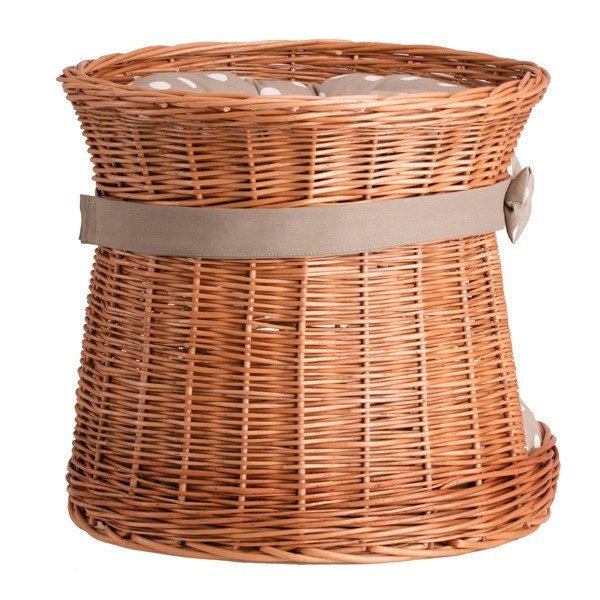 Maison pour chat en osier naturel avec coussin, modèle Rosie - artizant.com