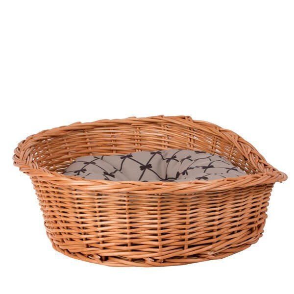 Lit pour chien en osier naturel avec coussin, 75x57 cm - artizant.com