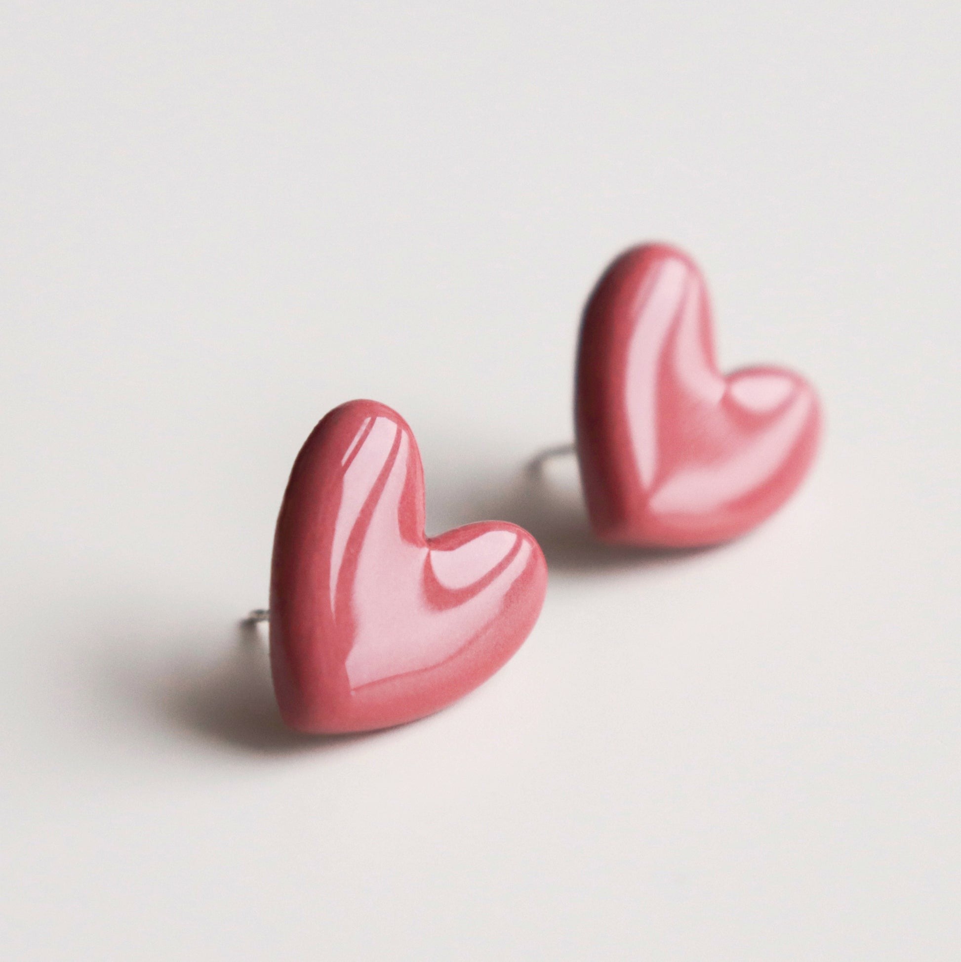 Boucles d’oreilles en porcelaine - Rose - artizant.com