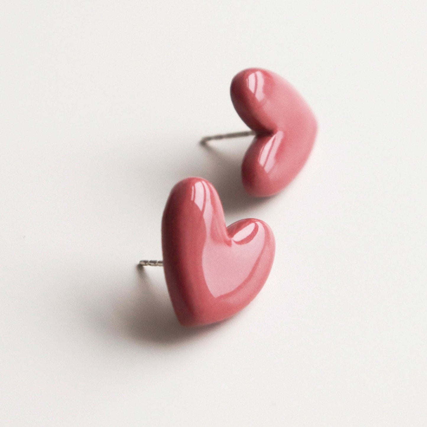 Boucles d’oreilles en porcelaine - Rose - artizant.com